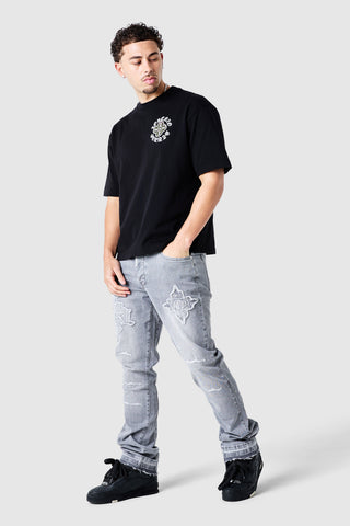Icon Patch Flare Jeans - Hellgrau