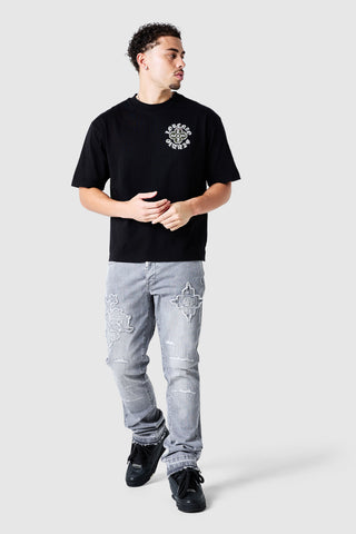Icon Patch Flare Jeans - Hellgrau
