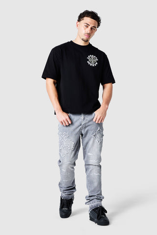 Icon Patch Flare Jeans - Hellgrau
