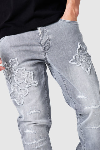 Icon Patch Flare Jeans - Hellgrau