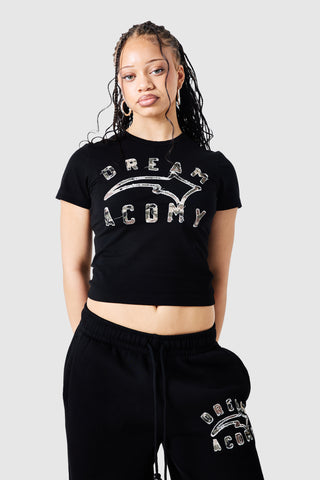 Womens Camo College Tee - Black