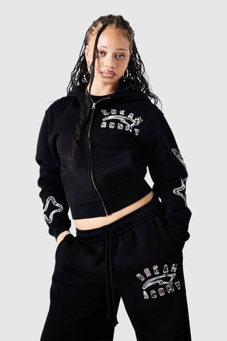 Womens Camo College Hood - Black