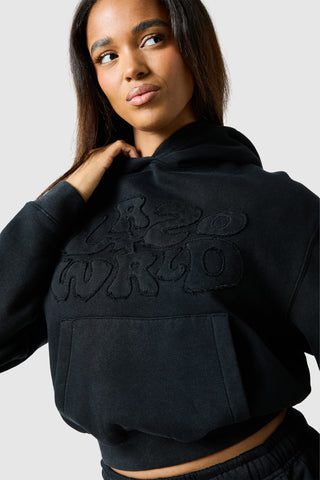 Womens Lrzo Wrld Applique Hood - Black