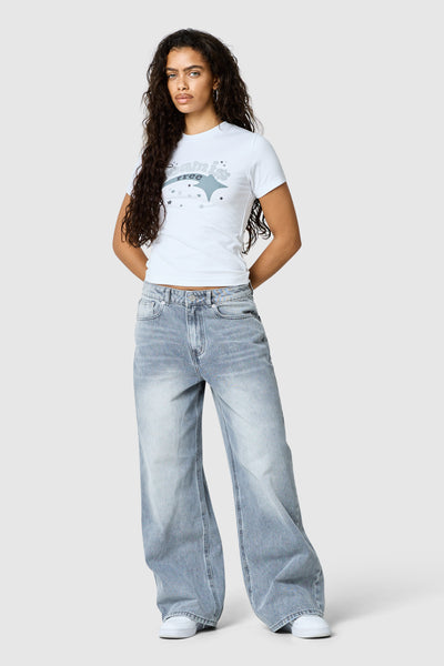 Womens Shooter Baby Tee - White