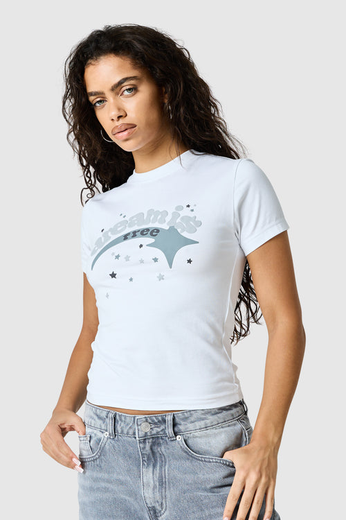 Womens Shooter Baby Tee - White