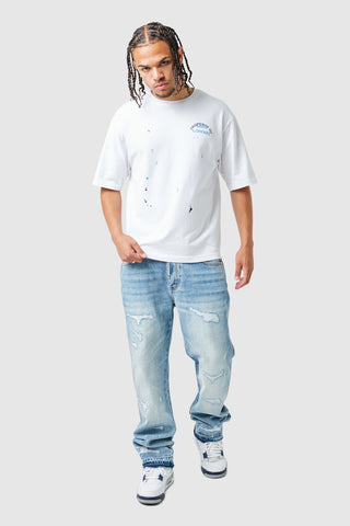 Elio Stacked Jean - Light Blue Wash