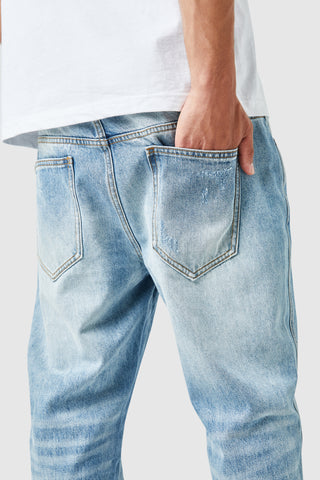 Elio Stacked Jean - Light Blue Wash