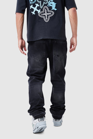 Elio Stacked Jean - Black Wash