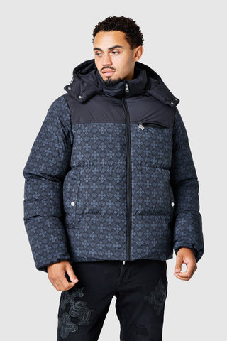 Icon AOP Puffer Coat - Black
