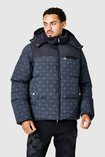 Icon AOP Puffer Coat - Black