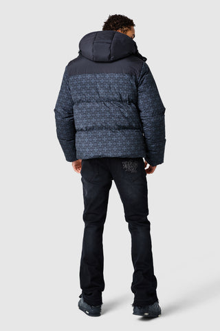 Icon AOP Puffer Coat - Black