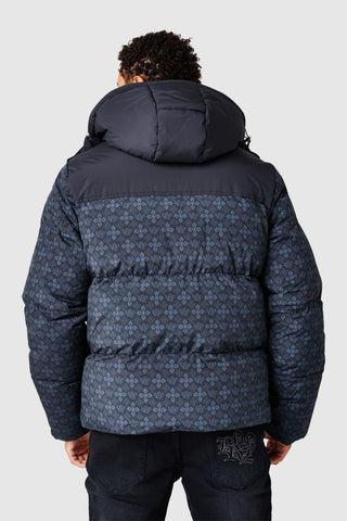 Icon AOP Puffer Coat - Black