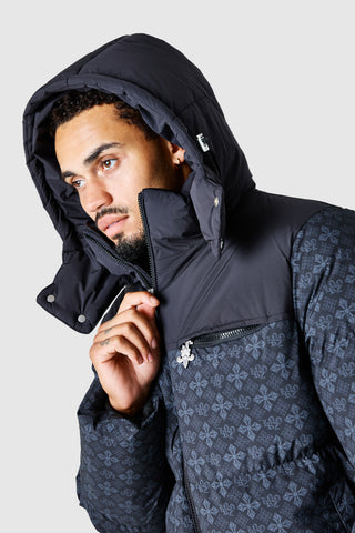 Icon AOP Puffer Coat - Black