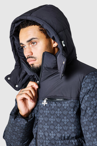 Icon AOP Puffer Coat - Black