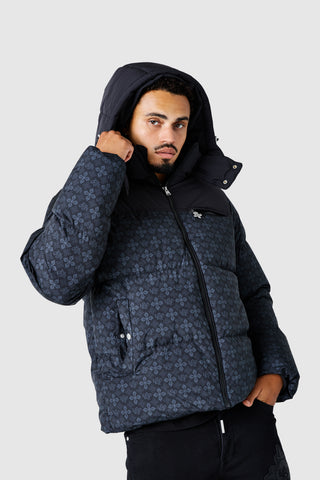 Icon AOP Puffer Coat - Black
