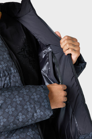 Icon AOP Puffer Coat - Black
