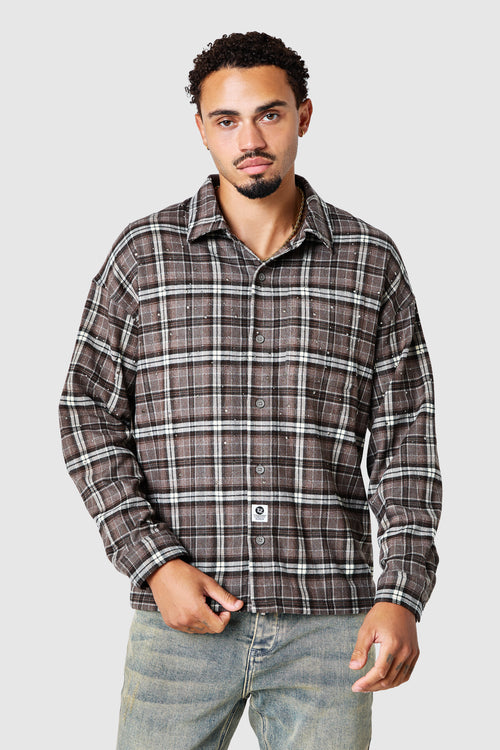 Diamante Overshirt - Deep Brown