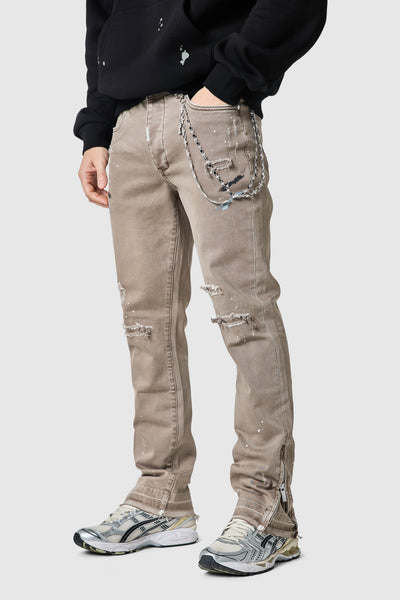Enzo Slim Painter Jeans – Washed Taupe