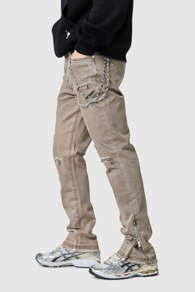 Enzo Slim Painter Jean - Washed Taupe