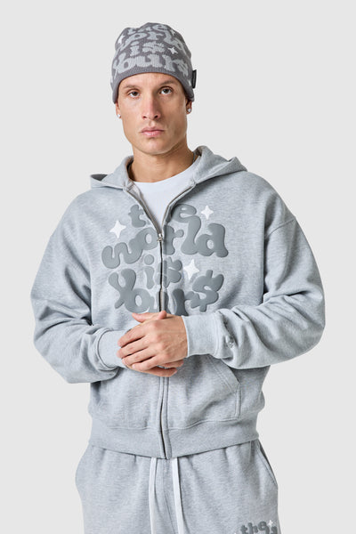 World Is Yours Fz Hood - Grey Marl