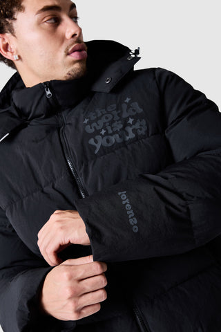 World Is Yours Puffer Jacket - Black