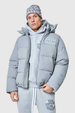 World Is Yours Puffer Jacket - Moon Grey