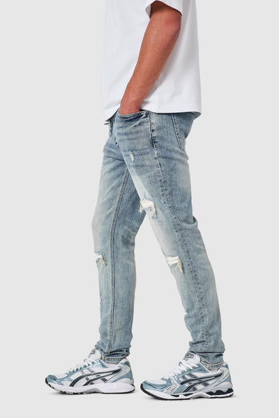 Dillon Slim Biker Jean - Mid Blue