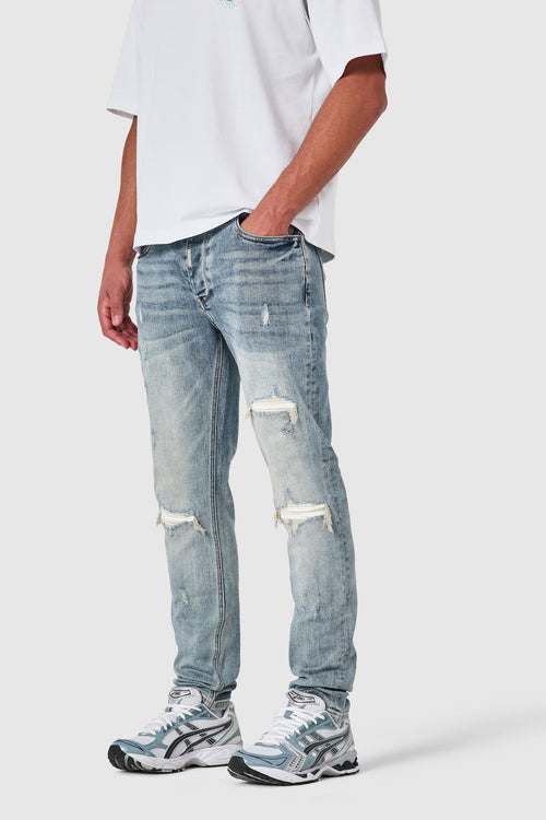 Dillon Slim Biker Jean - Mid Blue