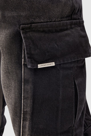 General Denim Cargo Flare Jean - Black