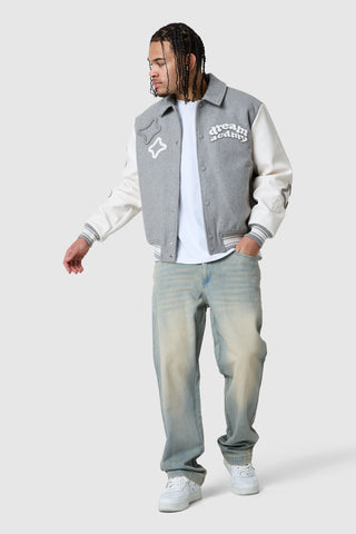 Dream Acdmy Varsity Jacket - Grey Marl
