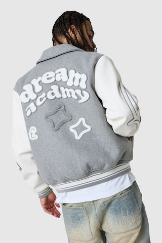Dream Acdmy Varsity Jacket - Grey Marl