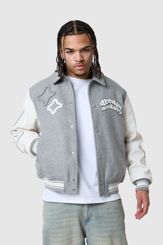 Dream Acdmy Varsity Jacket - Grey Marl
