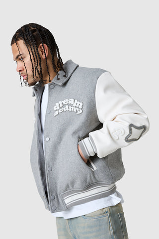 Dream Acdmy Varsity Jacket - Grey Marl