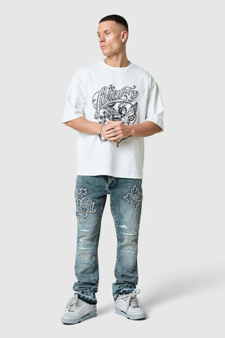 Icon Patch Flare Jeans - Vintage Blue