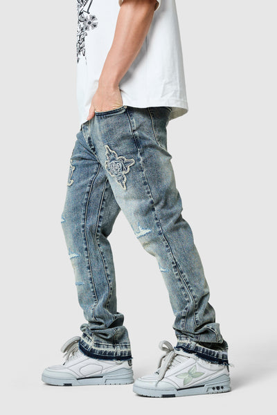 Icon Patch Flare Jean - Vintage Blue