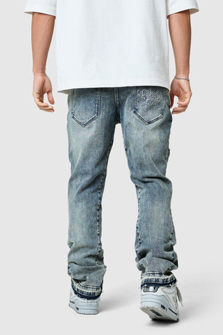 Icon Patch Flare Jeans - Vintage Blue