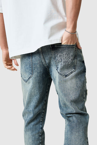 Icon Patch Flare Jeans - Vintage Blue