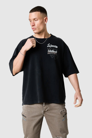 Utopia Tee - Black Acid Wash