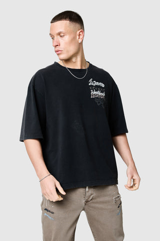 Utopia Tee - Black Acid Wash