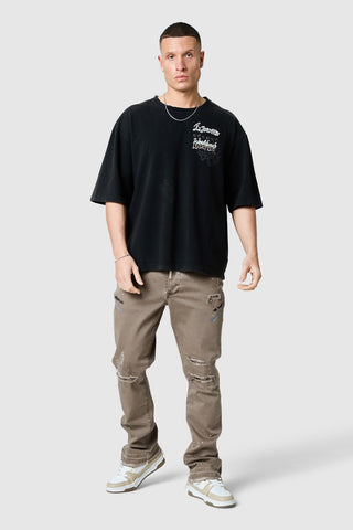 Utopia Tee - Black Acid Wash