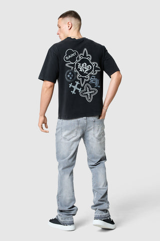 Icon Tee - Black Acid Wash / Cool Grey
