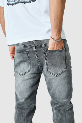 Stacked Jean  - Mid Grey