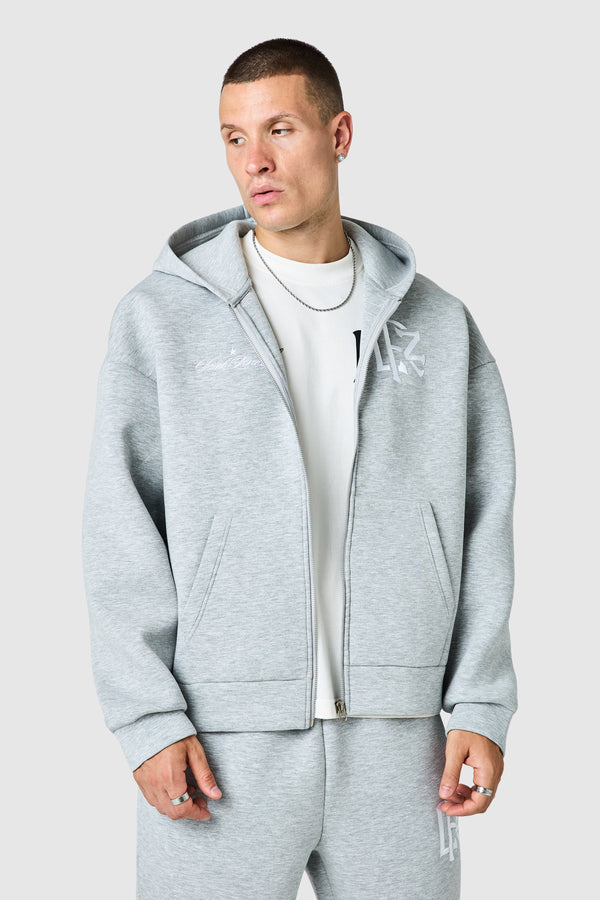 Origin Boxy Scuba Full Zip Hood - Grey Marl