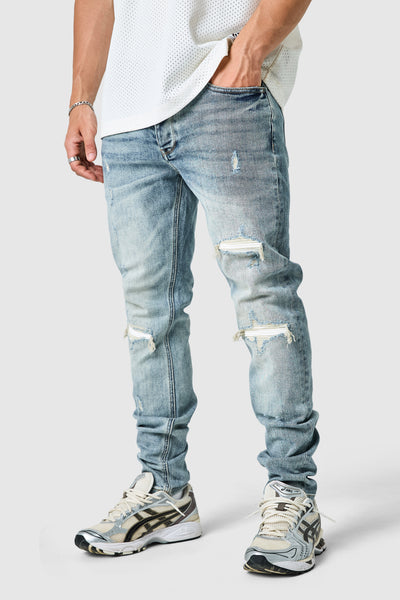 Dillon Slim Biker Jean - Mid Blue