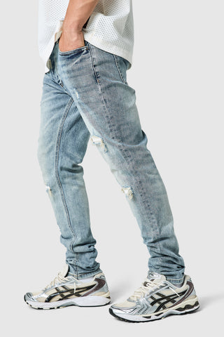 Dillon Slim Biker Jean - Mid Blue