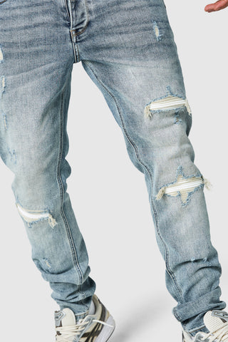 Dillon Slim Biker Jean - Mid Blue