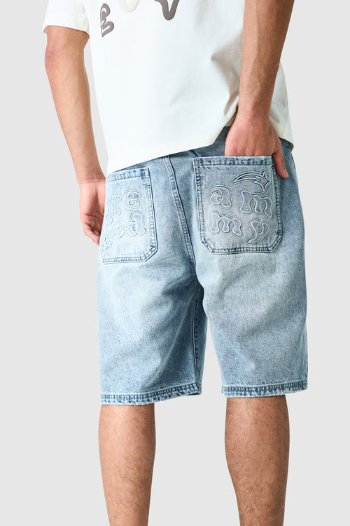 Dream Acdmy Jort - Stone Wash Blue