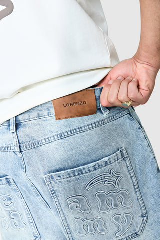 Dream Acdmy Jort - Stone Wash Blue