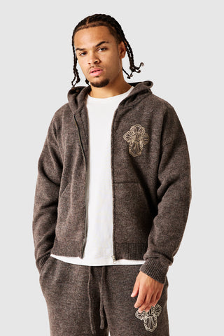 Novus Full Zip Knitted Hood - Dusty Cocoa
