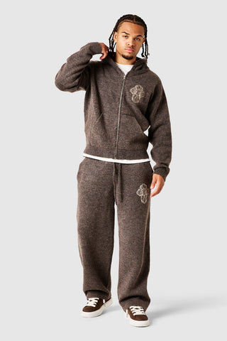 Novus Full Zip Knitted Hood Tracksuit - Dusty Cocoa